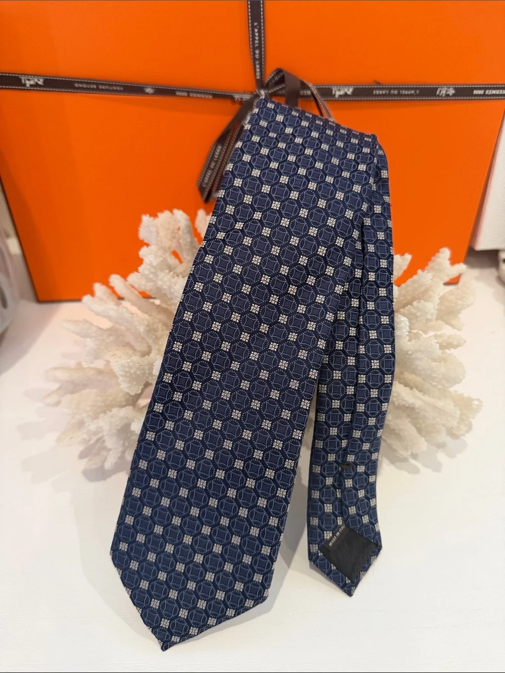 Canali silk Classic Navy Geometric Men's Tie